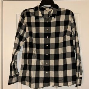 Talbots Black and white plaid button up
